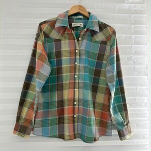 Orvis Womens Multi Color Plaid Western Yoke Button Down Shirt 14 Rodeo Carefree